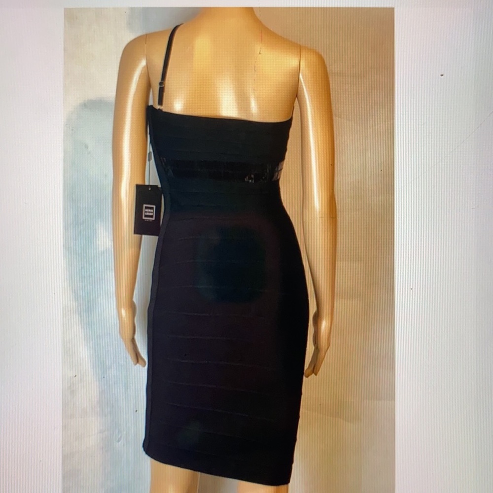 NWT 🔥 Herve Leger Black Bandage Cocktail Dress - Picture 3 of 6